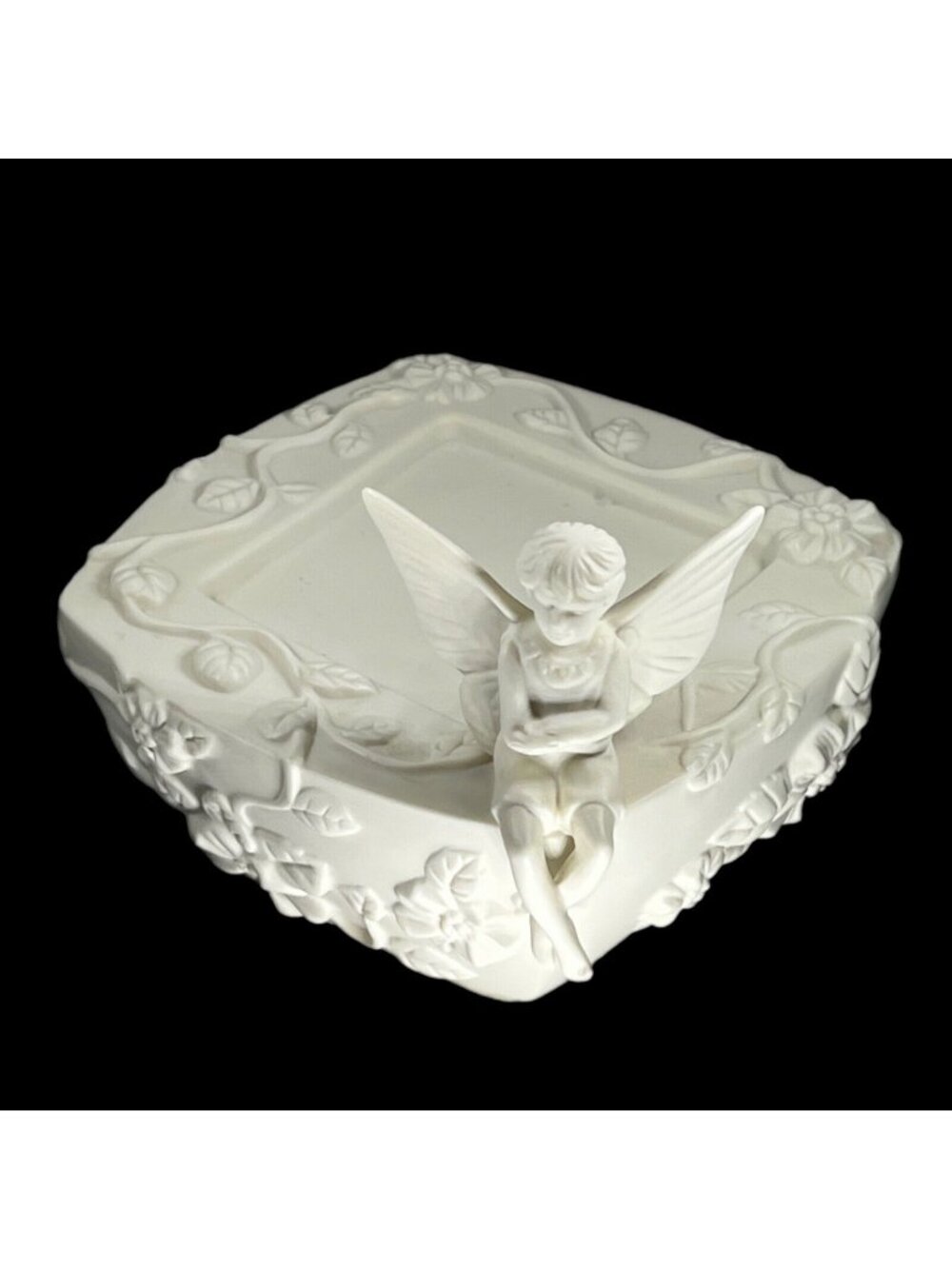 PartyLite Boy Fairy Pillar Candle Holder Retired Angel Enchantment Bisque White
